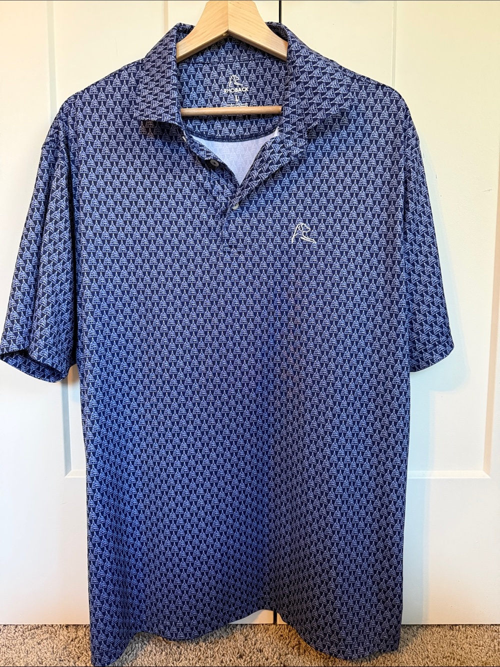 Rhoback Navy Capitol Hill Print Polo